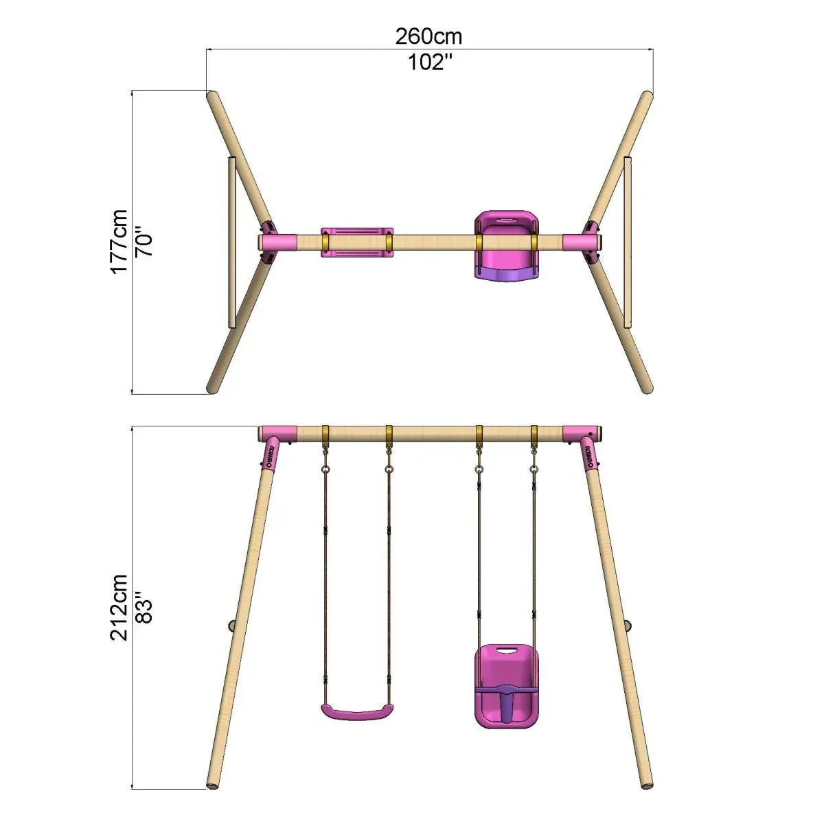 Rebo Double Swing Set - Luna Purple