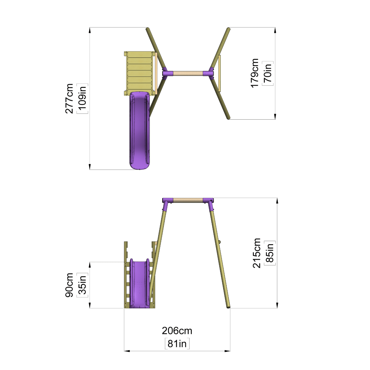 Rebo Single Swing Set with Slide - Pluto Purple