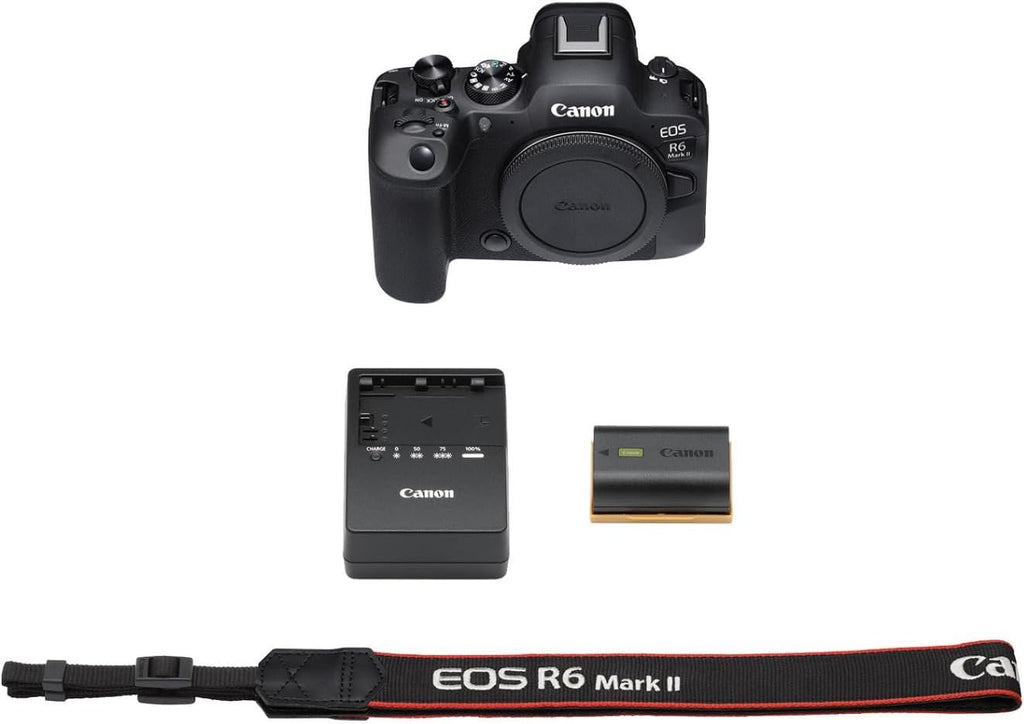 Canon EOS R6 Mark II Mirrorless Camera (Body Only), Full-Frame Camera, 24.2 Megapixel CMOS Sensor, Photo and Video Capabilities, Black | 24.2MP Full-Frame CMOS, Digic X, 5-Axis Ibis Up to 8 Stops, 6K Oversampled 4k60, Raw Burst 30 Fps, Dual UHS-Ii SD Slot