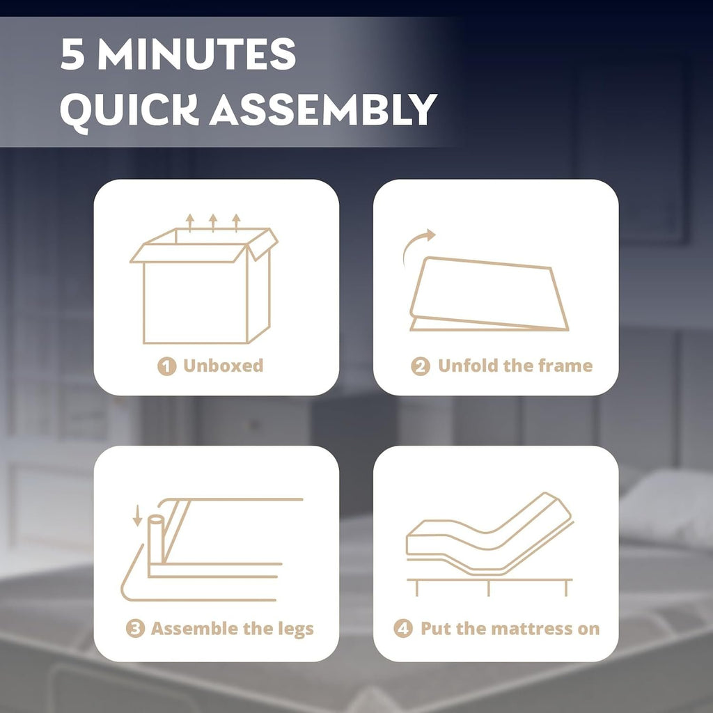 Dyonery Twin XL Adjustable Bed Base Frame with Wireless Remote + 12 Inch Twin XL Gel Memory Foam Mattress Bed in a Box, Head and Foot Incline, Zero Gravity, Fiberglass Free, 80" × 38"