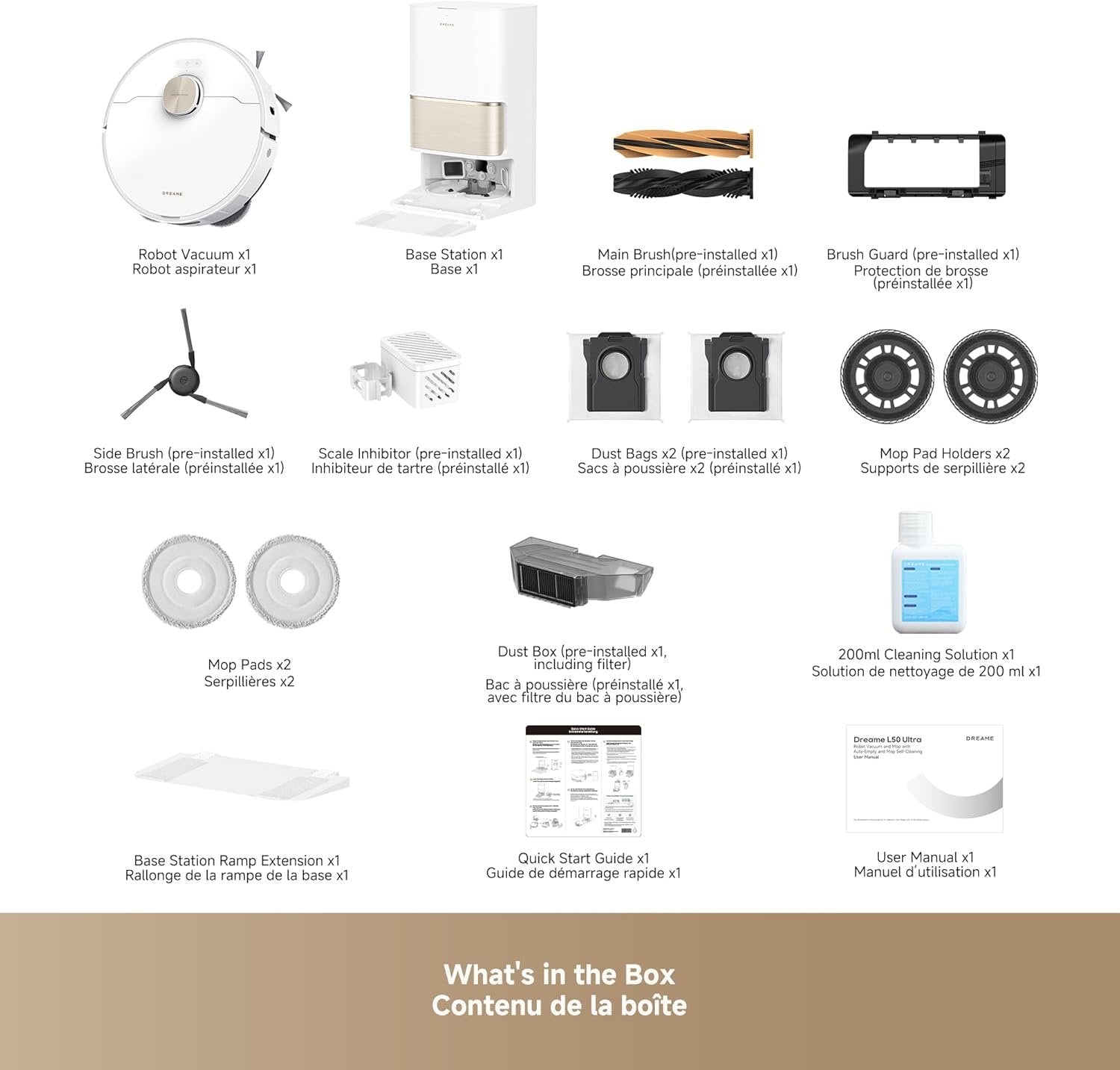 DREAME L50 Ultra Robot Vacuum and Mop Black with Auto-Empty and Mop Self-Cleaning, Precise Obstacle Avoidance, 19,500Pa Suction, HyperStream Detangling DuoBrush