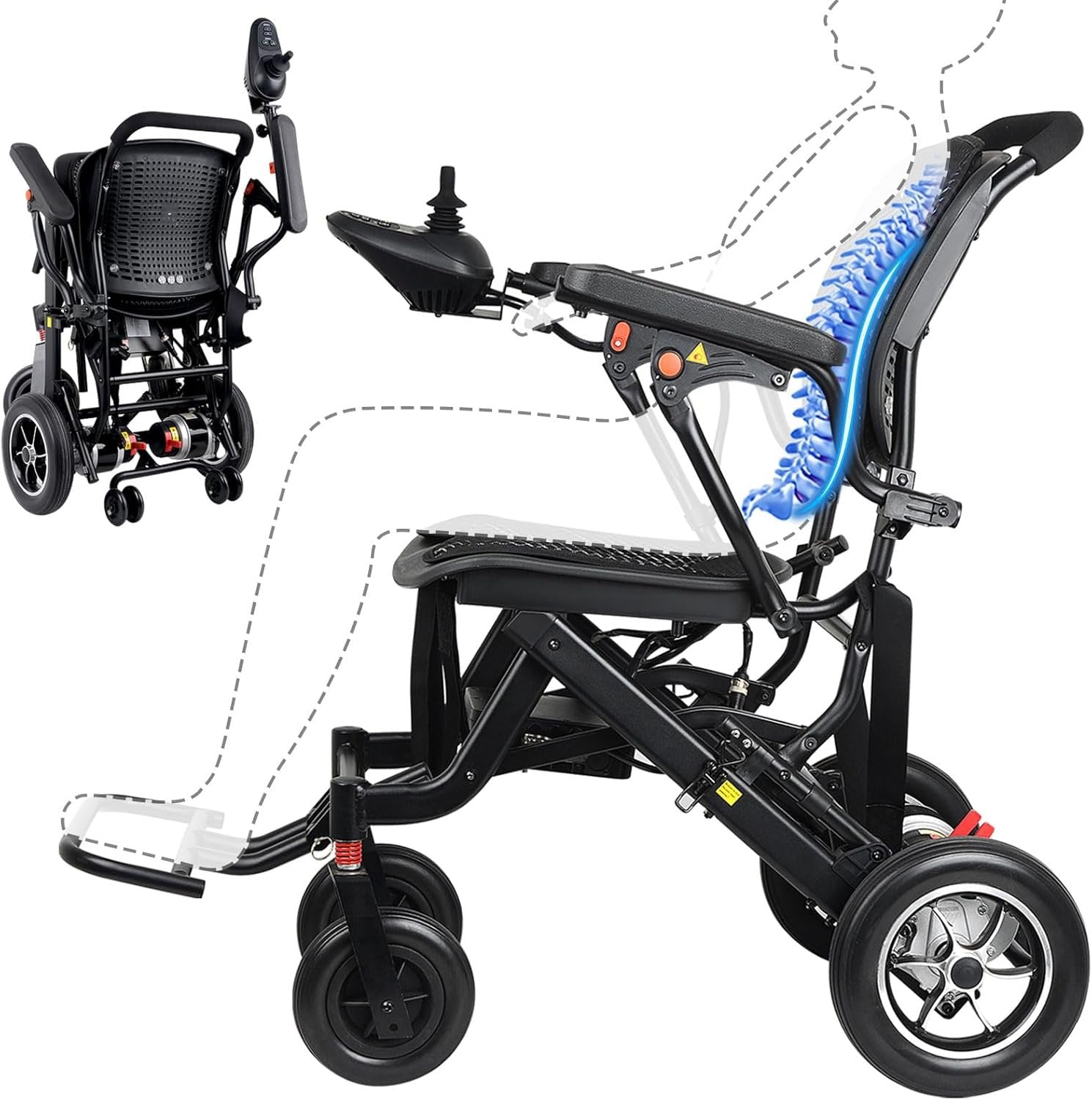 42 lbs Lightweight Electric Wheelchair – Gradient Color, Bluetooth Remote, Dual Batteries, 500W Power, Foldable &amp; Airline Approved