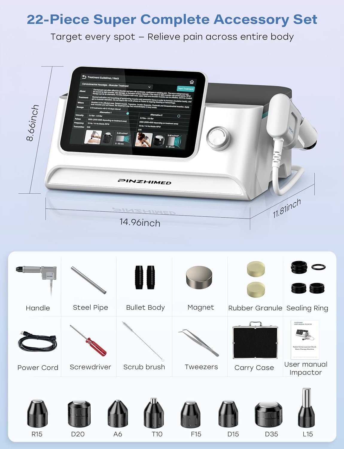 2026 Upgraded Shockwave Therapy Machine, Non-Invasive Extracorporeal ESWT Shockwave Therapy with 8 Heads for Pain Relief, Muscle, Joint &amp; Tissue Regeneration, 10 bar &amp; 10 Modes for Home &amp; Institution