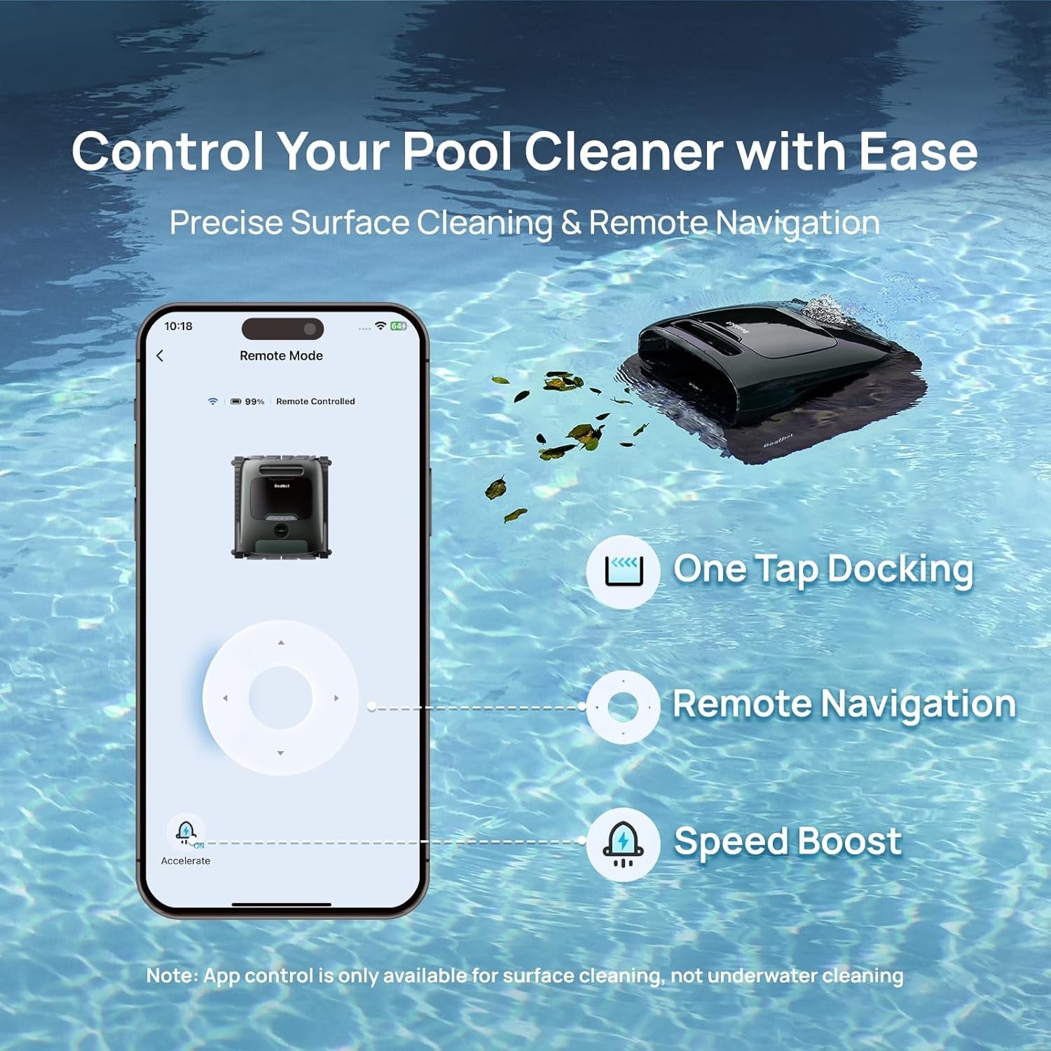 Beatbot AquaSense 2 Pro Robotic Pool Cleaner – 5-in-1 Cordless Skimmer &amp; Clarifier, App-Controlled, Smart Parking, Up to 3,875 Sq. Ft. – Obsidian
