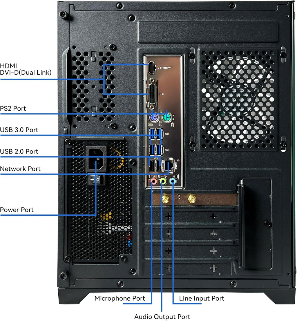 YAWYORE Gaming PC Desktop Computer AMD R5 5600GT 16GB 1TB NVMe Towers WiFi | 16GB DDR4 3200MHz, 1TB M.2 NVMe PCIe, 550W 80PLUS PSU, WiFi BT, Game Design Office Console