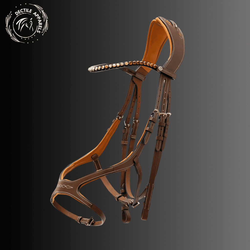 Brown Leather Bridle with Crystal Browband