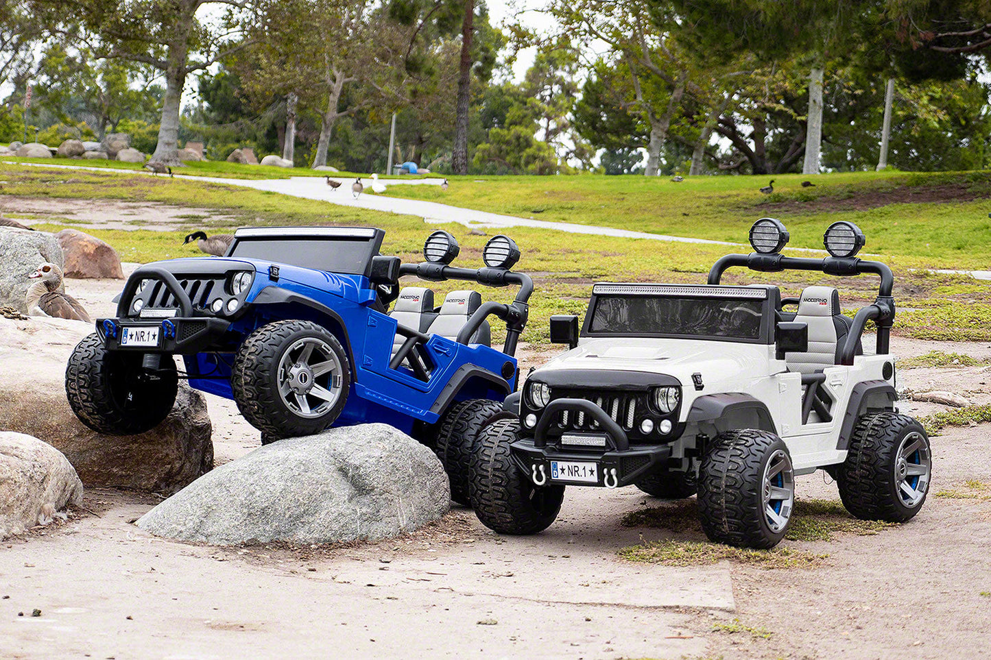 Trail Explorer 24V Kids Ride-On Car Truck with R/C Parental Remote | White