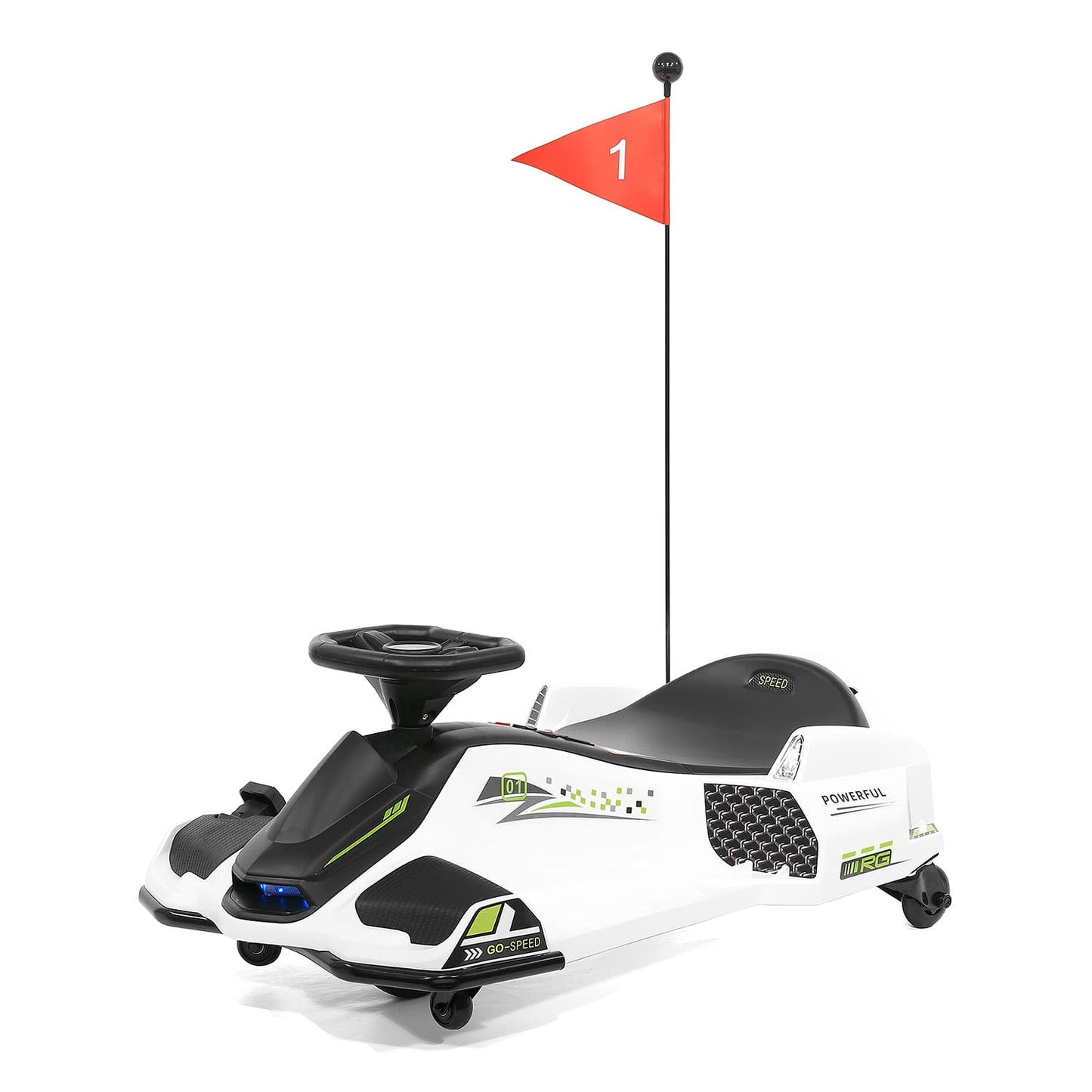360° Drift Glider 24V Kids Ride-On Go-Kart | White