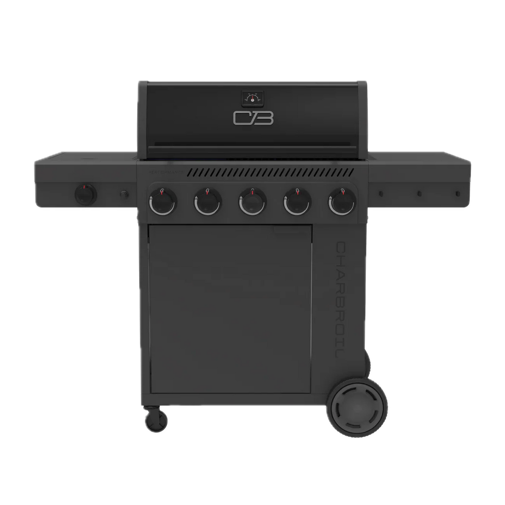5 Burner Gas Grill Cabinet with Side Burner and 12" Griddle Black Gray