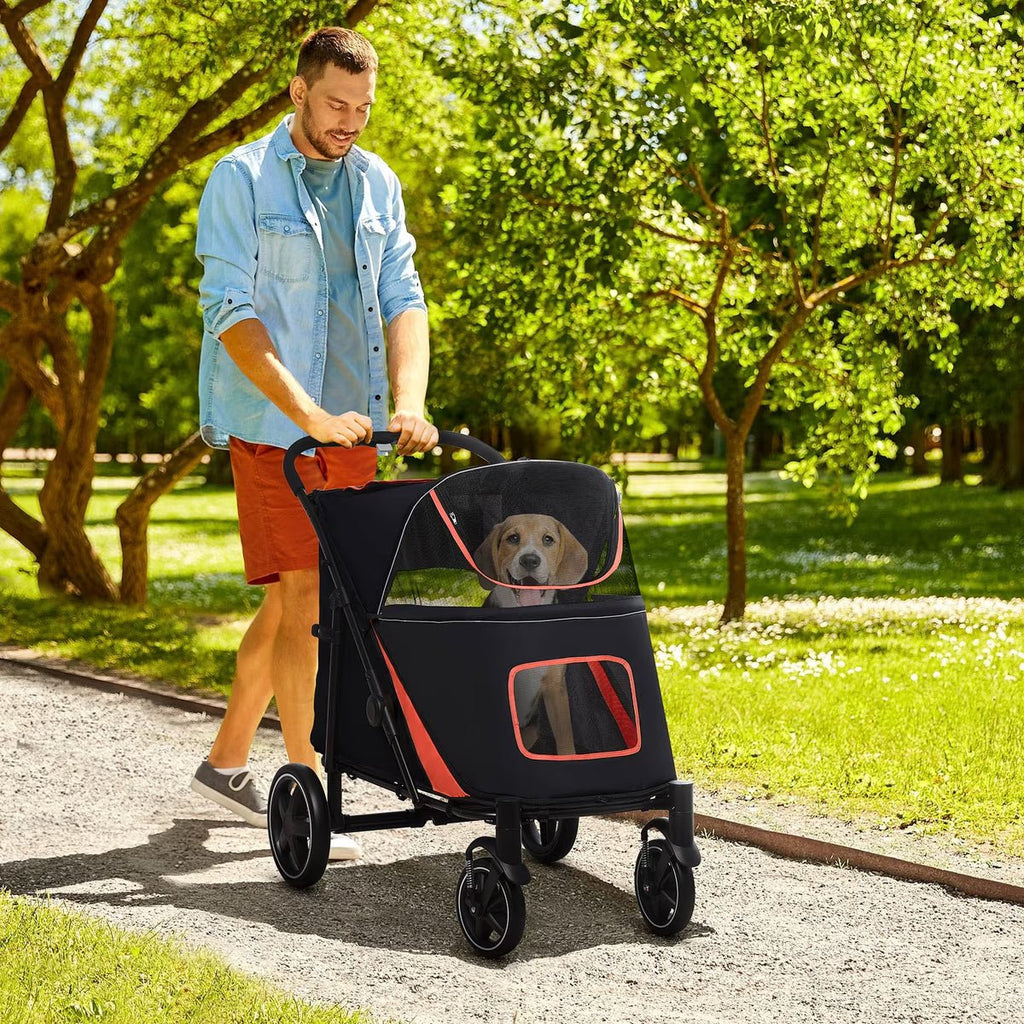 PawHut One-Click Foldable Dog Stroller, Black