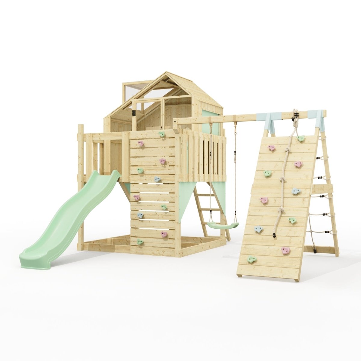 PolarPlay Kids Climbing Tower & Playhouse - Climb & Swing Ragna Sage