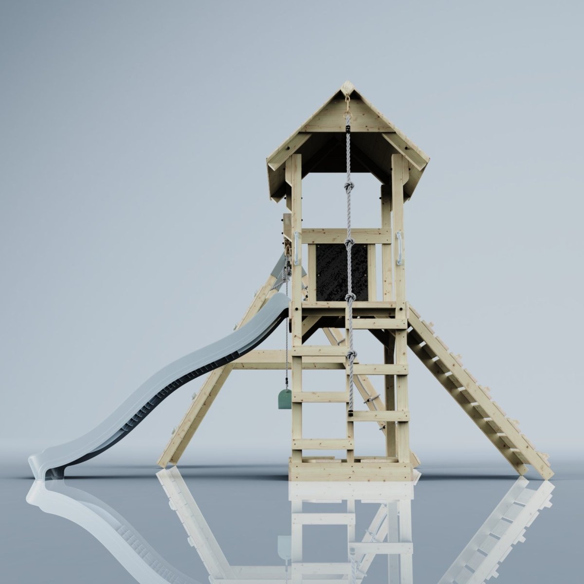 PolarPlay Tower Kids Wooden Climbing Frame - Climb & Swing Tyra Mist