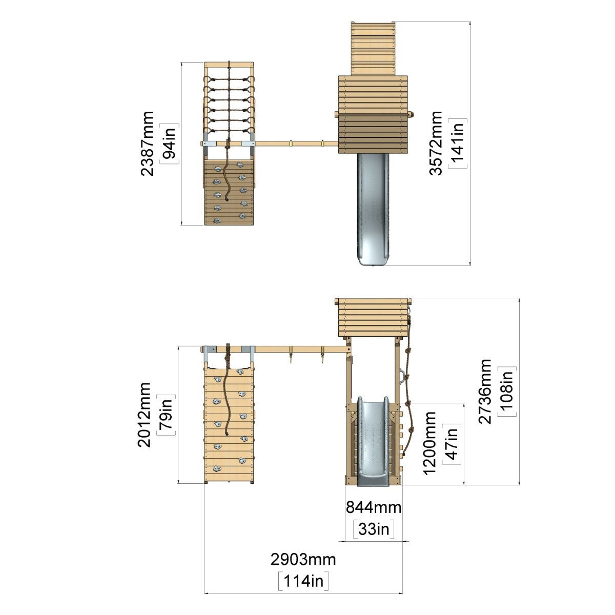 PolarPlay Tower Kids Wooden Climbing Frame - Climb & Swing Tyra Mist