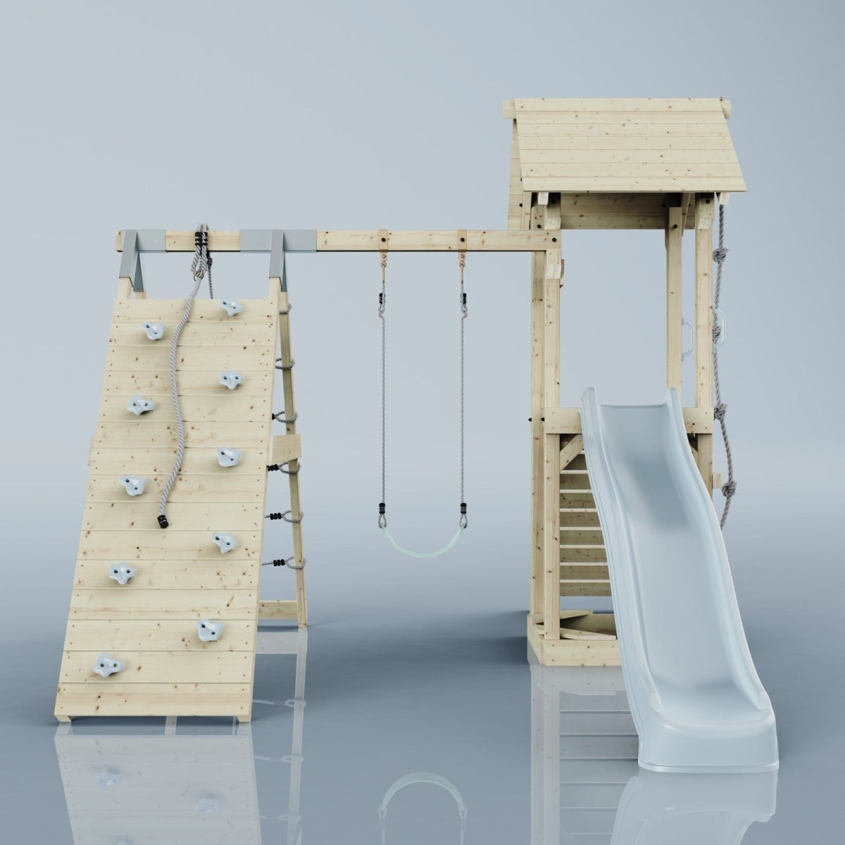 PolarPlay Tower Kids Wooden Climbing Frame - Climb & Swing Tyra Mist