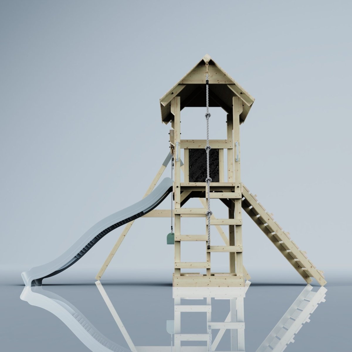 PolarPlay Tower Kids Wooden Climbing Frame - Swing Destin Mist
