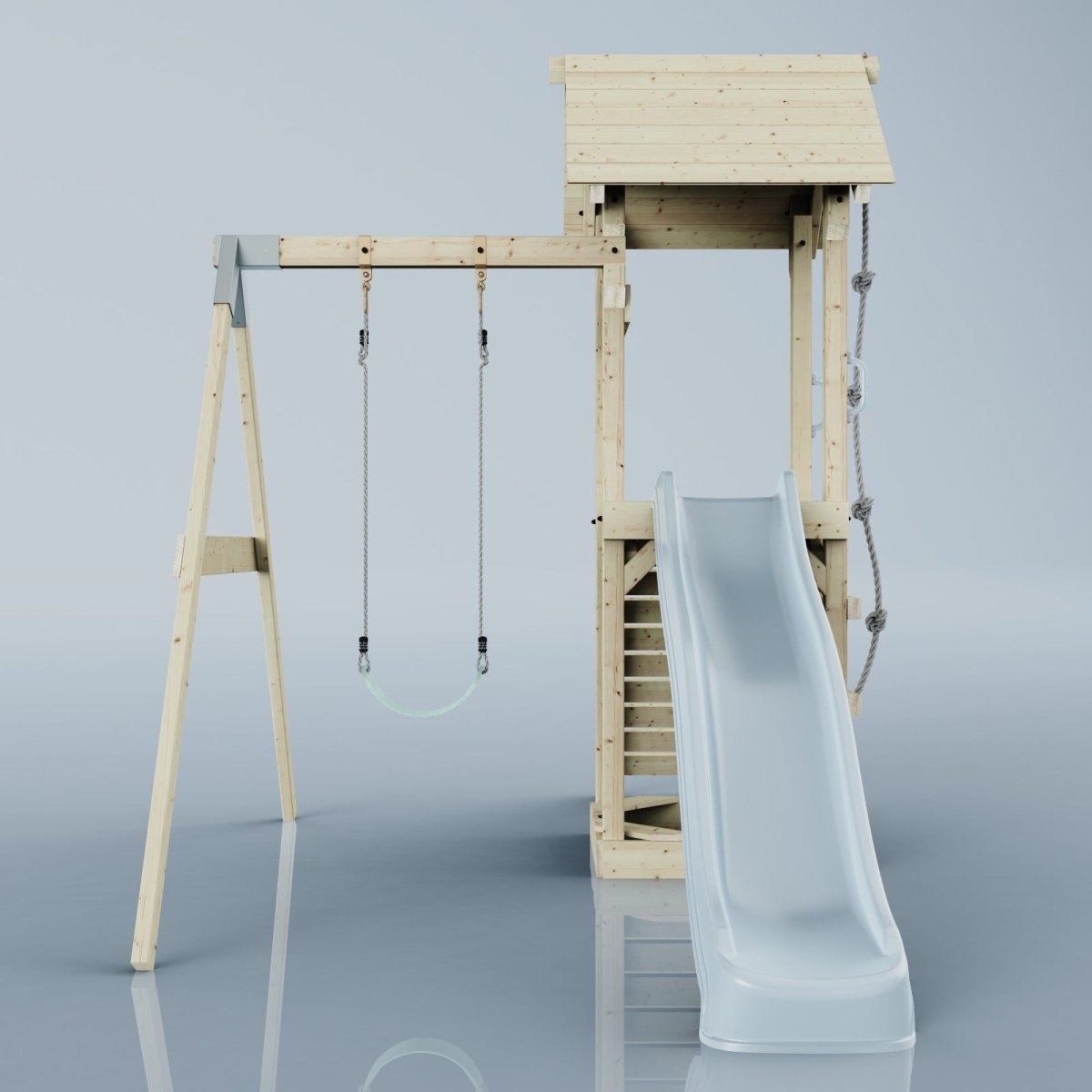 PolarPlay Tower Kids Wooden Climbing Frame - Swing Destin Mist