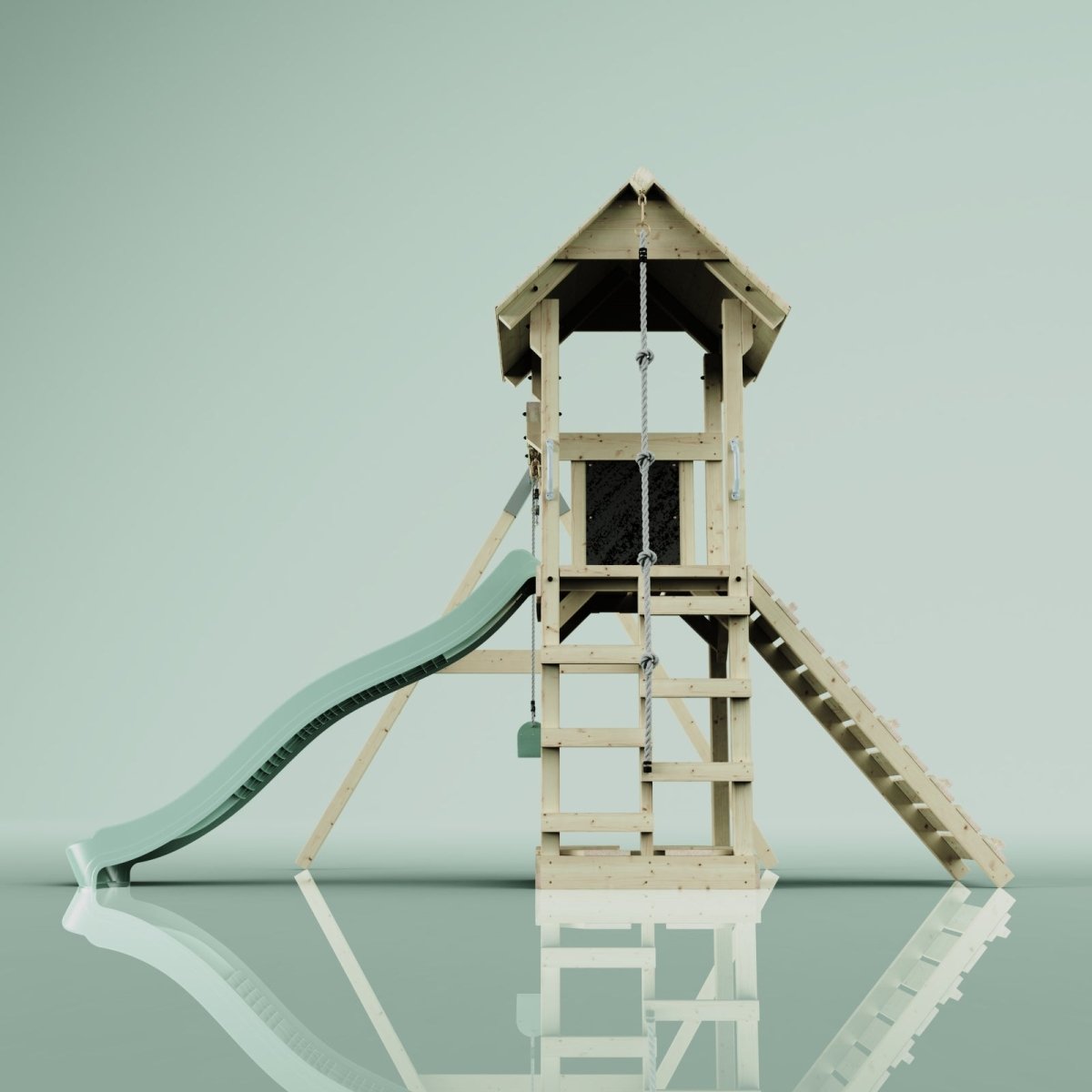 PolarPlay Tower Kids Wooden Climbing Frame - Swing Destin Sage