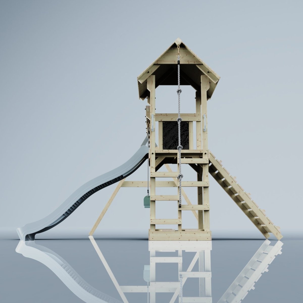 PolarPlay Tower Kids Wooden Climbing Frame - Swing Kari Mist