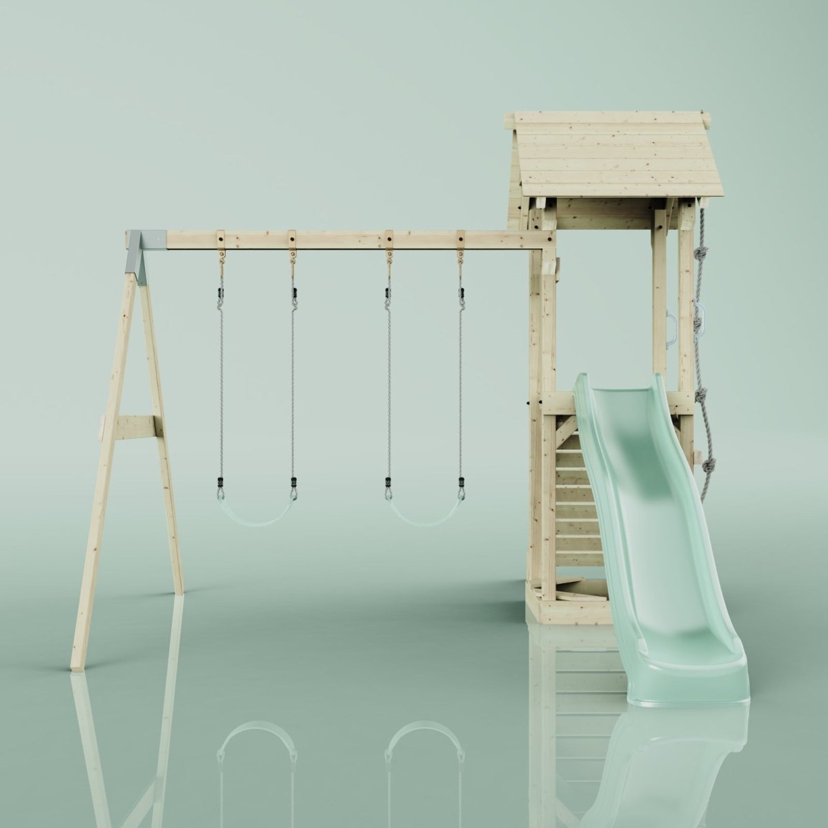 PolarPlay Tower Kids Wooden Climbing Frame - Swing Kari Sage