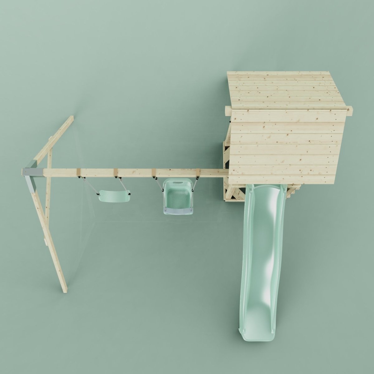 PolarPlay Tower Kids Wooden Climbing Frame - Swing Olavo Sage