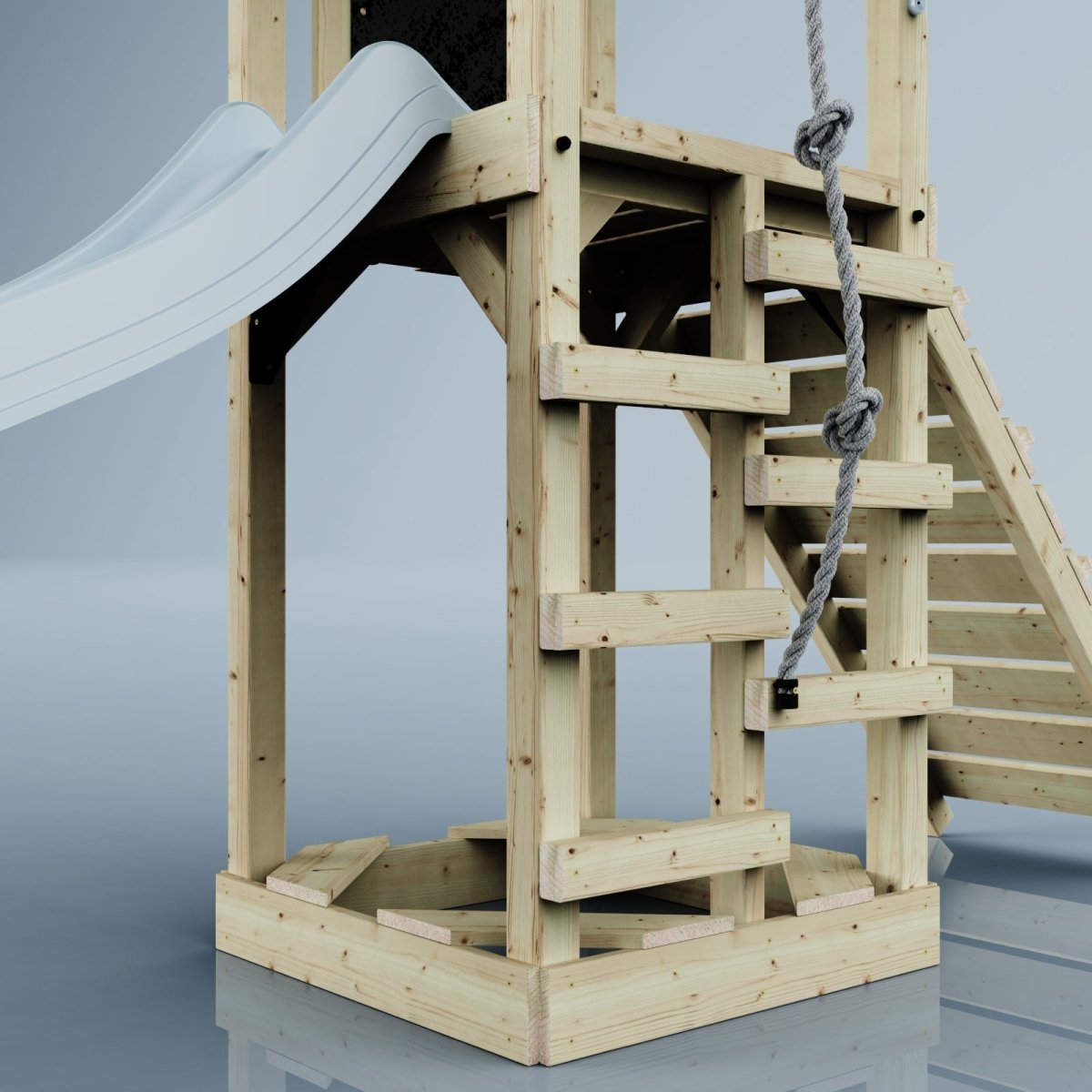 PolarPlay Tower Kids Wooden Climbing Frame - Yarin Mist
