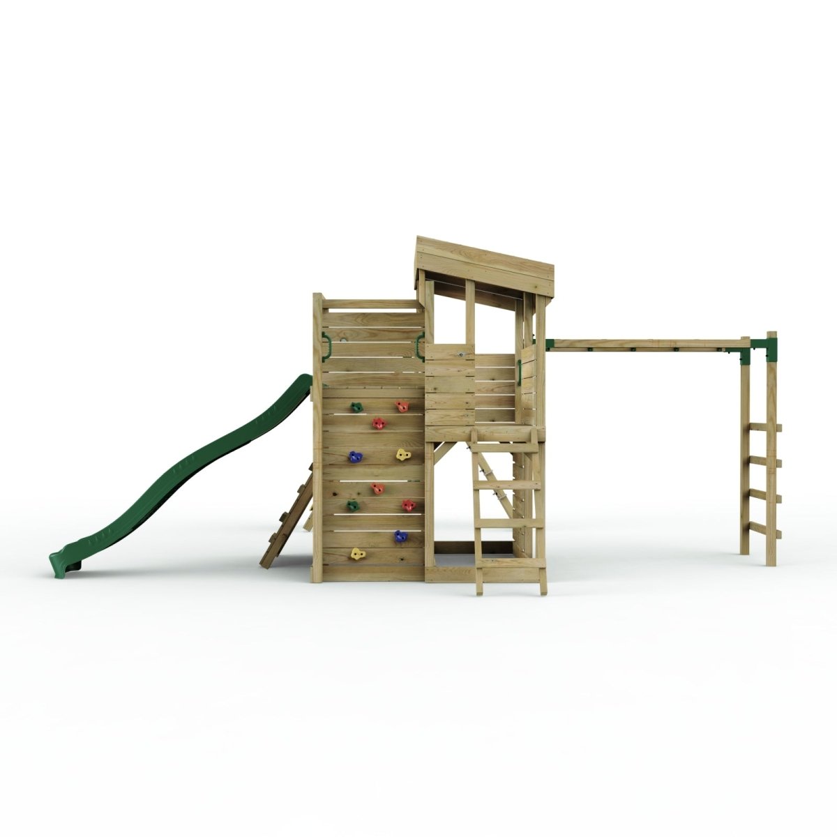 ClassicPlay Sentinel XL Lookout Tower with 3 Decks, Double Swing, Monkey Bars, Climbing Wall and Slide