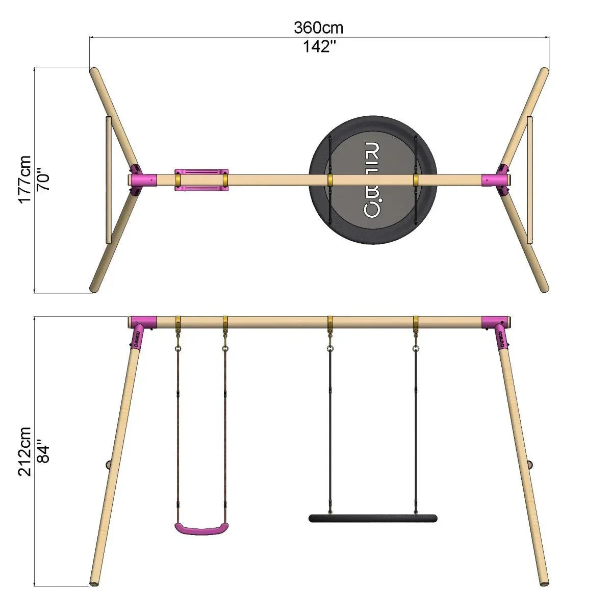 Rebo Double Swing Set - Meteorite Purple