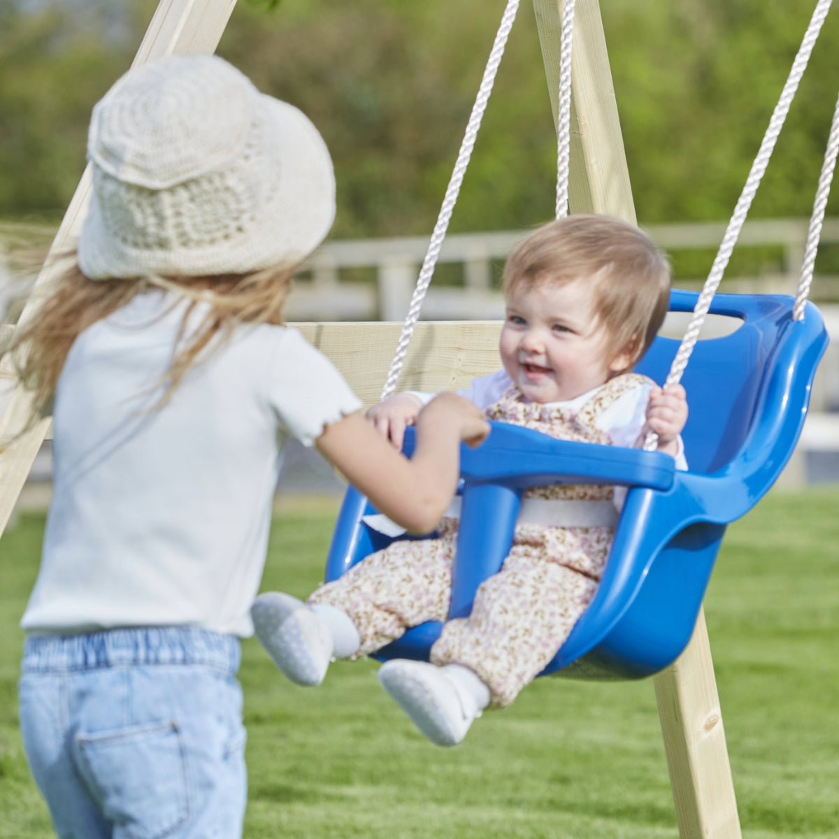 Rebo Glide Wooden Single Swing Sets with Swing Seat – Dandelion