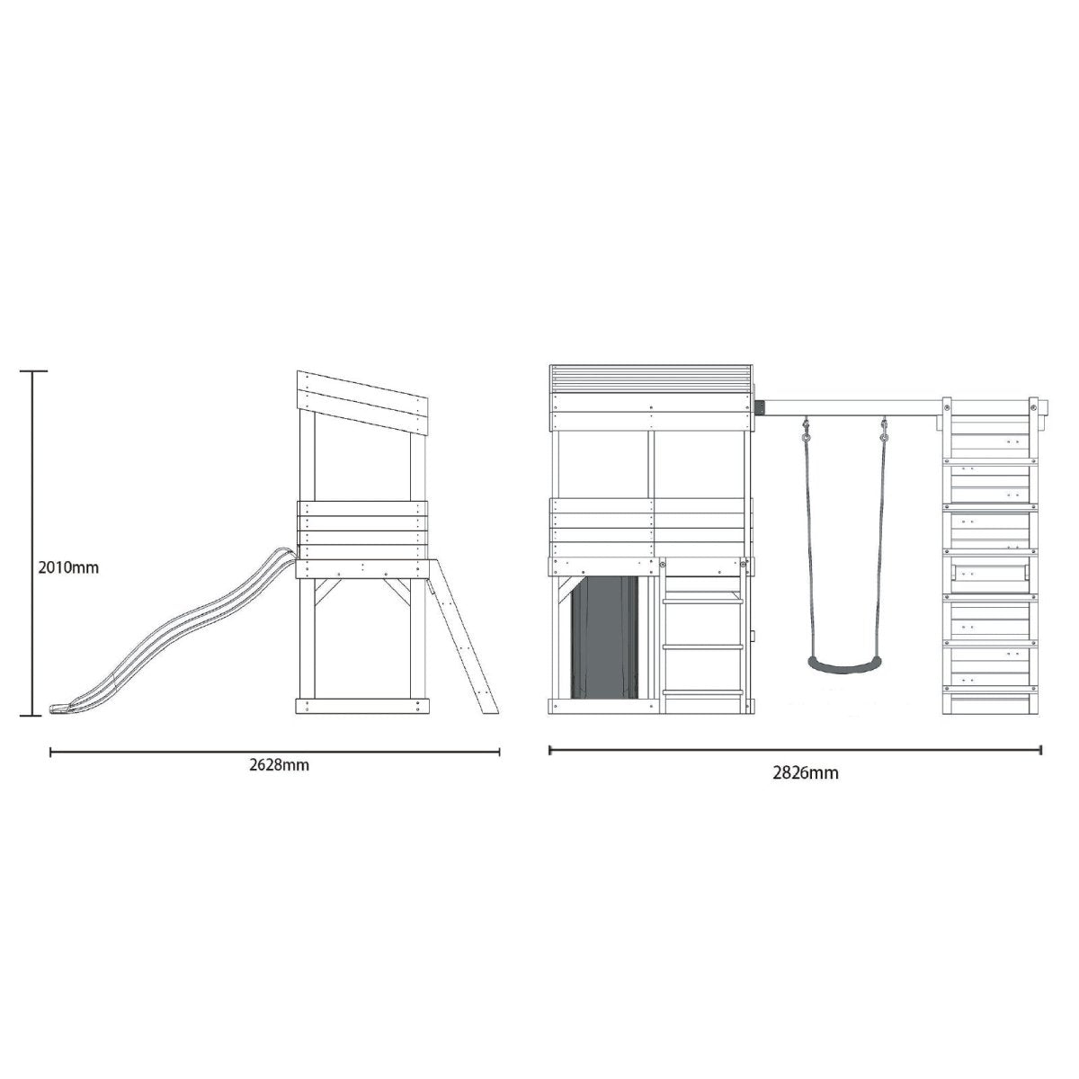 Rebo Lookout Tower with Single Swing, Wave Slide, Climbing Wall, Adventure and Den Packs
