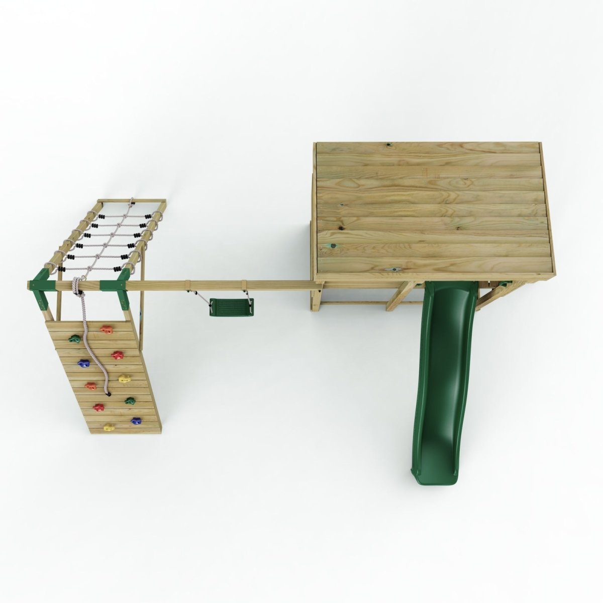 ClassicPlay Outpost XL Lookout Tower with 1.2m Deck, Single Swing, Climbing Wall and Slide